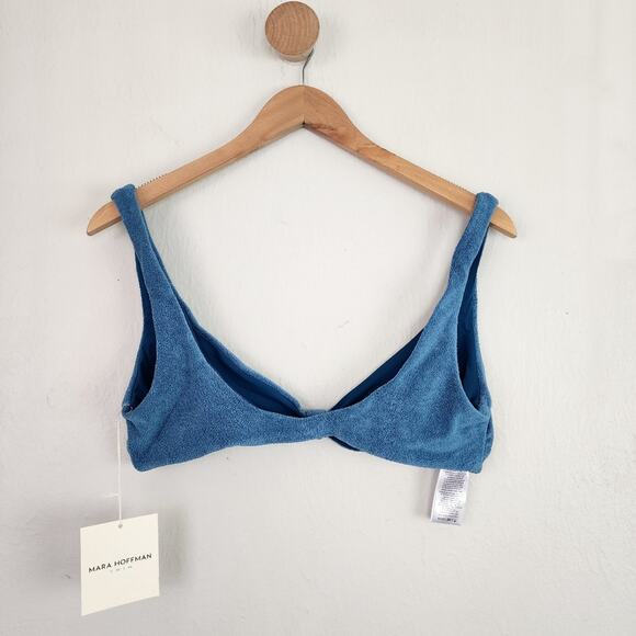 NEW Mara Hoffman Rio Knot Front Scoop Neck Bikini Swim Top in Slate Blue - Picture 9 of 13